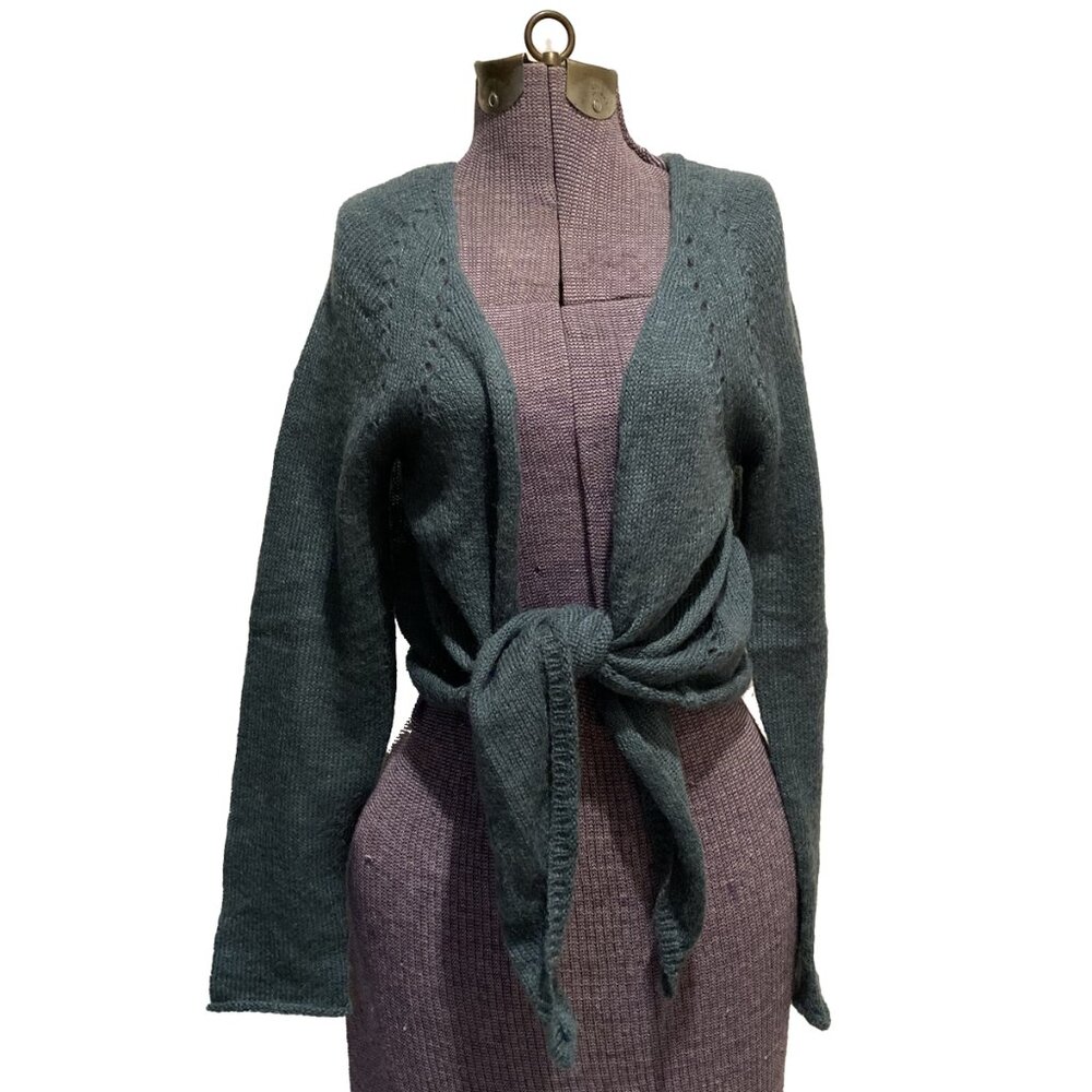 Y2k Vintage Mohair Turquoise Ballet Tie Sweater